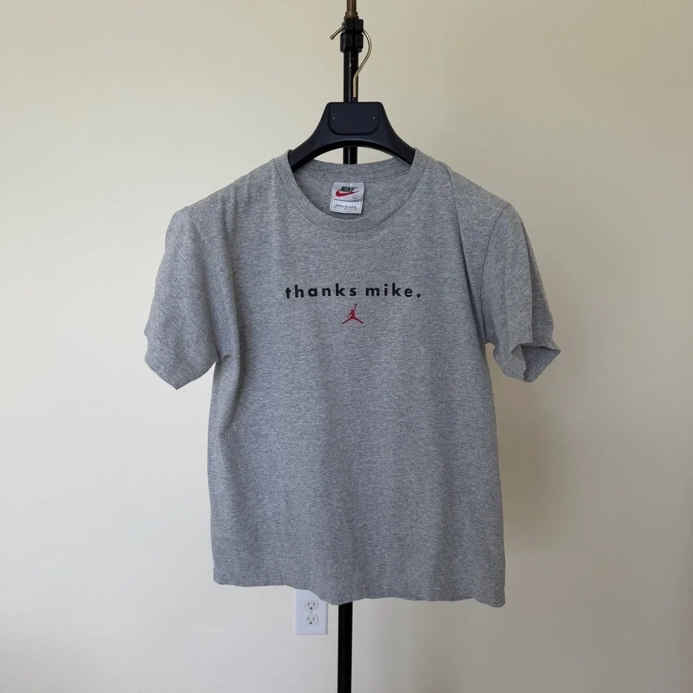 Vintage Nike Jordan Thanks Mike T-Shirt Youth Large Gray 90s Jumpman